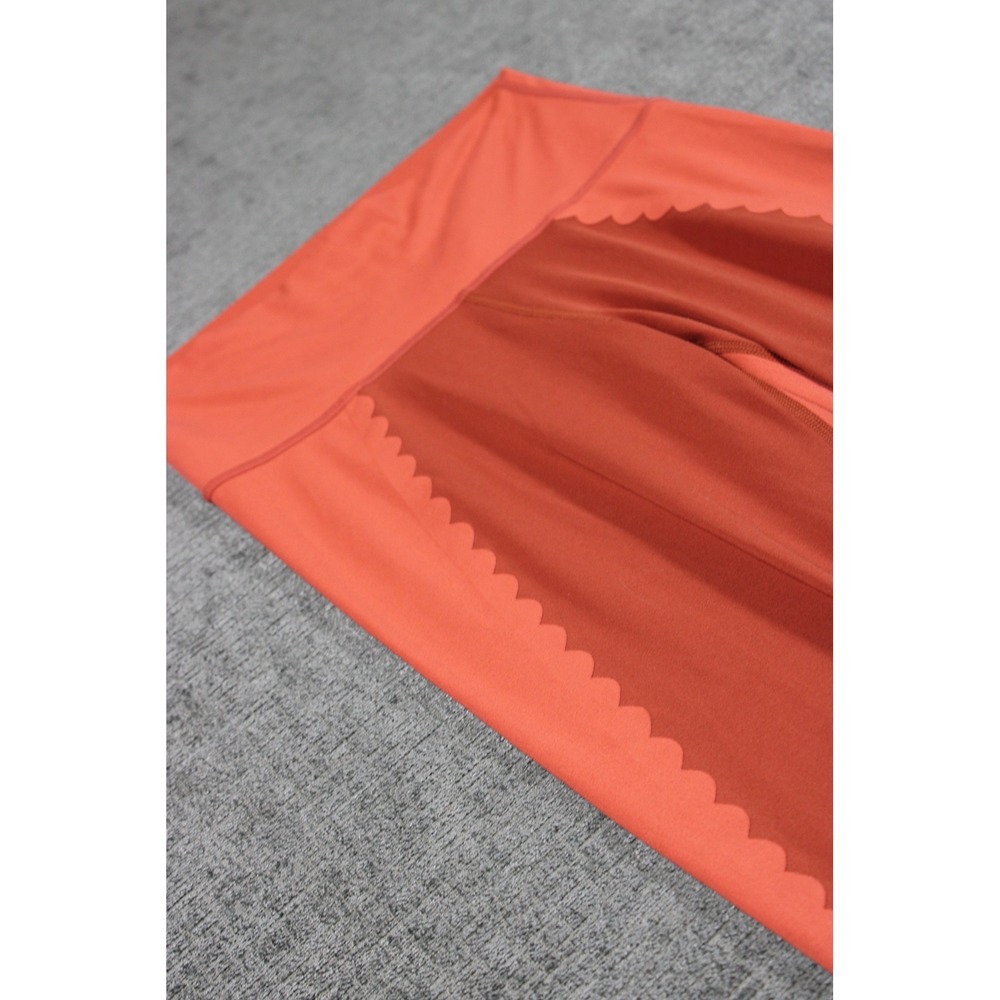 Aerie Chill Play Move Scalloped High Waisted Leggings Rust Orange Womens Medium